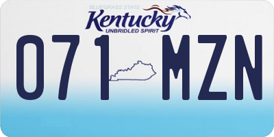 KY license plate 071MZN