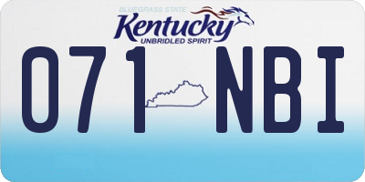 KY license plate 071NBI