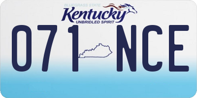 KY license plate 071NCE