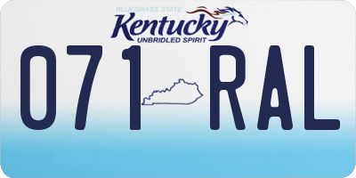 KY license plate 071RAL
