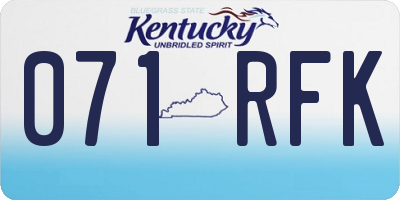 KY license plate 071RFK