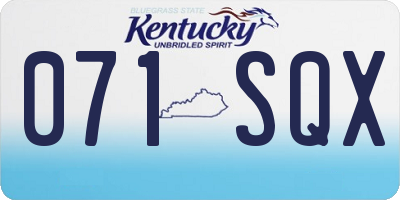 KY license plate 071SQX