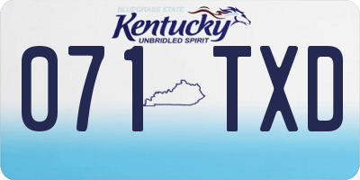 KY license plate 071TXD