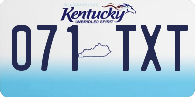 KY license plate 071TXT