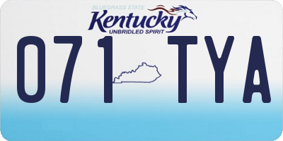 KY license plate 071TYA