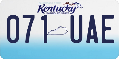 KY license plate 071UAE