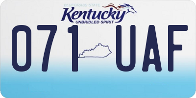 KY license plate 071UAF