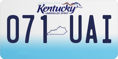 KY license plate 071UAI