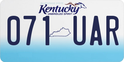 KY license plate 071UAR