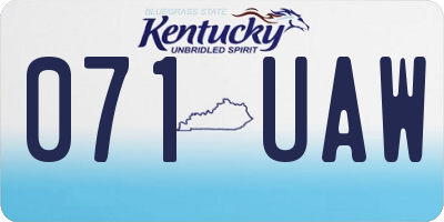 KY license plate 071UAW