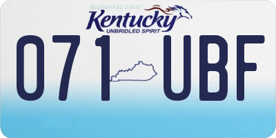 KY license plate 071UBF
