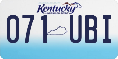 KY license plate 071UBI