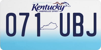 KY license plate 071UBJ
