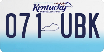 KY license plate 071UBK