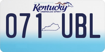 KY license plate 071UBL