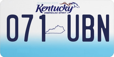KY license plate 071UBN