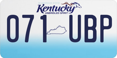 KY license plate 071UBP