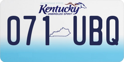 KY license plate 071UBQ