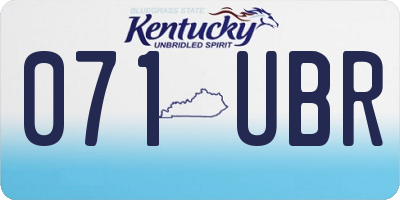 KY license plate 071UBR