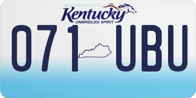 KY license plate 071UBU