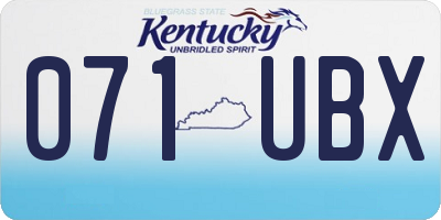 KY license plate 071UBX