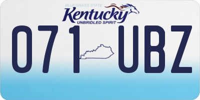 KY license plate 071UBZ