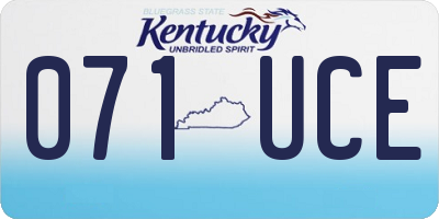 KY license plate 071UCE