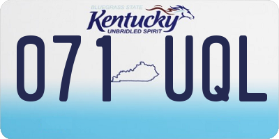 KY license plate 071UQL