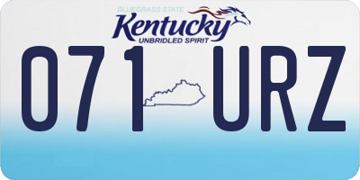 KY license plate 071URZ