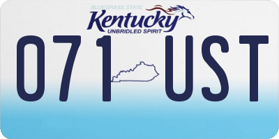 KY license plate 071UST