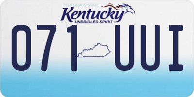KY license plate 071UUI