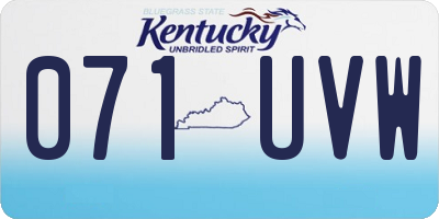 KY license plate 071UVW
