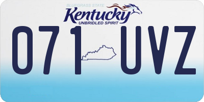 KY license plate 071UVZ