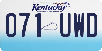 KY license plate 071UWD