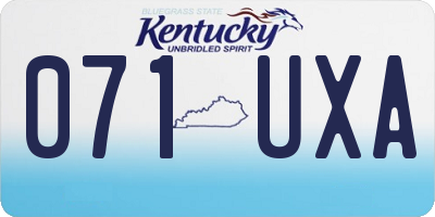 KY license plate 071UXA