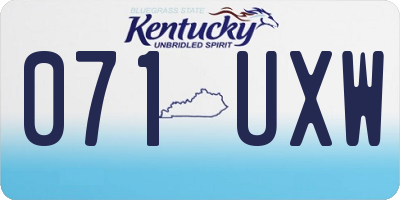KY license plate 071UXW