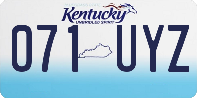 KY license plate 071UYZ