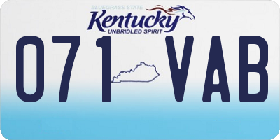 KY license plate 071VAB