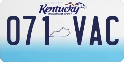 KY license plate 071VAC