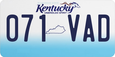 KY license plate 071VAD