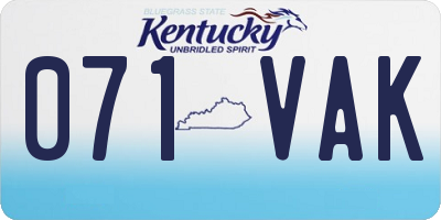 KY license plate 071VAK
