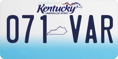 KY license plate 071VAR