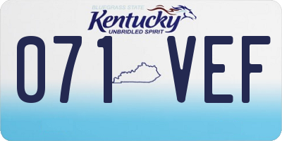 KY license plate 071VEF