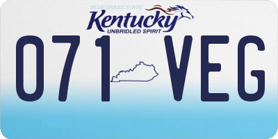 KY license plate 071VEG