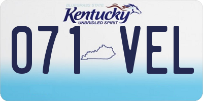 KY license plate 071VEL