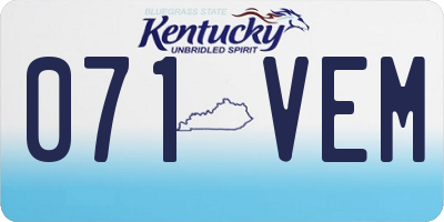 KY license plate 071VEM