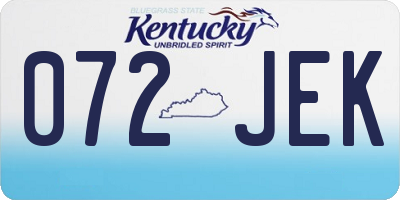 KY license plate 072JEK