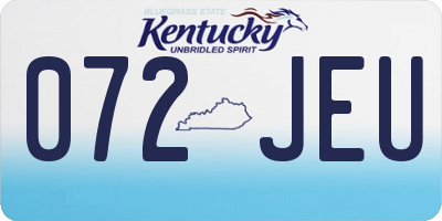 KY license plate 072JEU