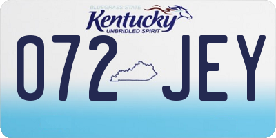 KY license plate 072JEY