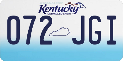 KY license plate 072JGI